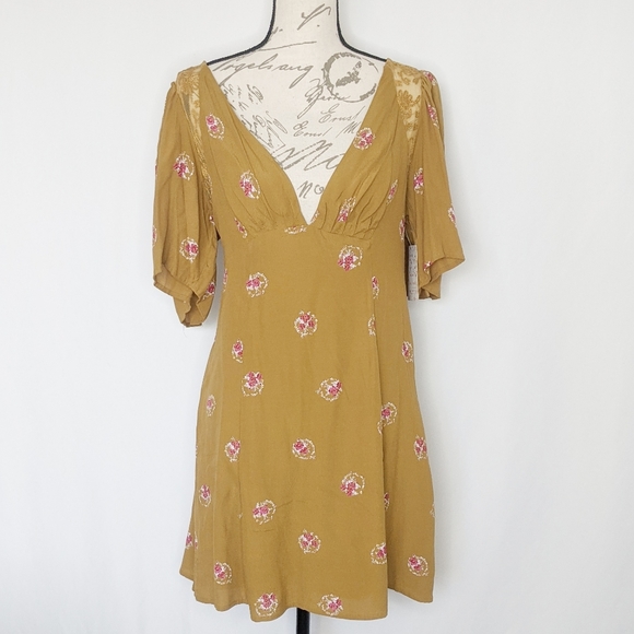 free people mockingbird mini dress NWT Free People Clove Mockingbird Mini Dress